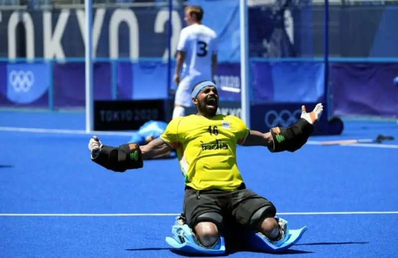 Tokyo Olympics, India wins bronze medal in men's hockey defeating Germany 5-4 151 Indian goal keeper celebrating win against germany